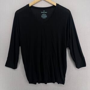 TOMMY JOHN Top Womens S Second Skin Sleep Tee Lounge Pajama 3/4 Sleeve Black